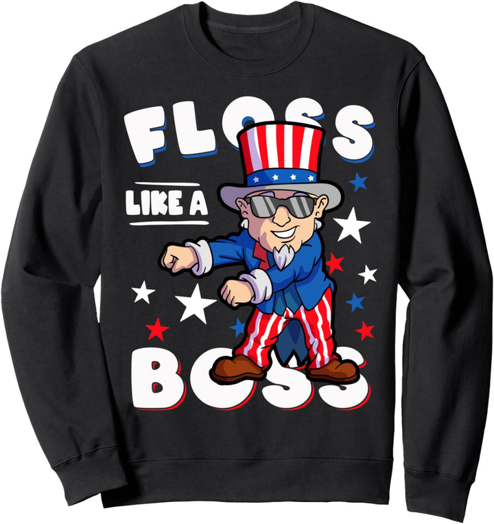 Onkel Sam Floss Wie ein Boss 4. Juli Lustiger Tanz Boy Kids Sweatshirt