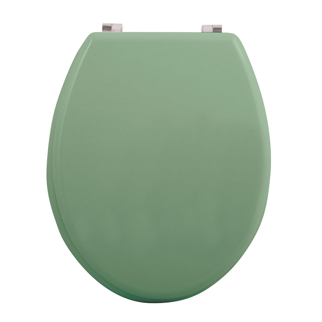 MSV - CLÉO MDF-WC-Sitz - Edelstahlscharniere - Absenkautomatik - Ø 370 x 450 mm - Mattes Basilikumgr