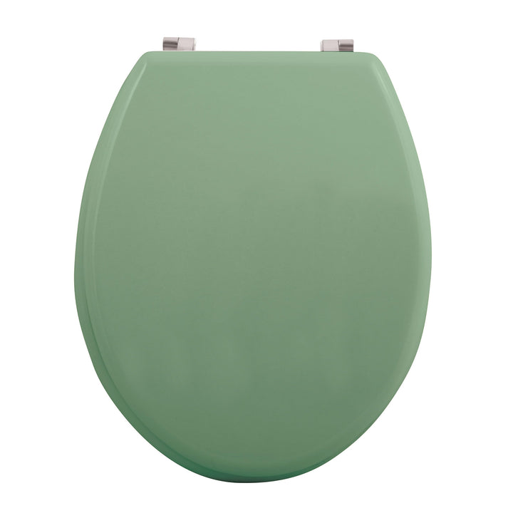 MSV - CLÉO MDF-WC-Sitz - Edelstahlscharniere - Absenkautomatik - Ø 370 x 450 mm - Mattes Basilikumgr