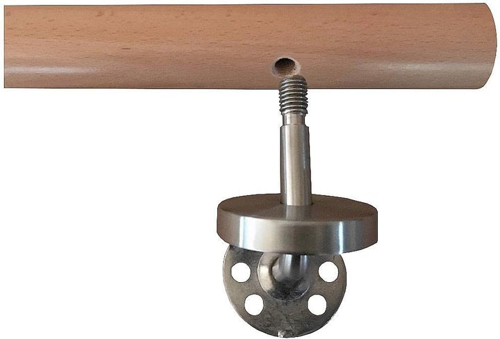 TIBU Buche Geländer Handlauf Treppe Holz Griff gew. Edelstahlhalter, Länge 30 - 500 cm aus einem Stü