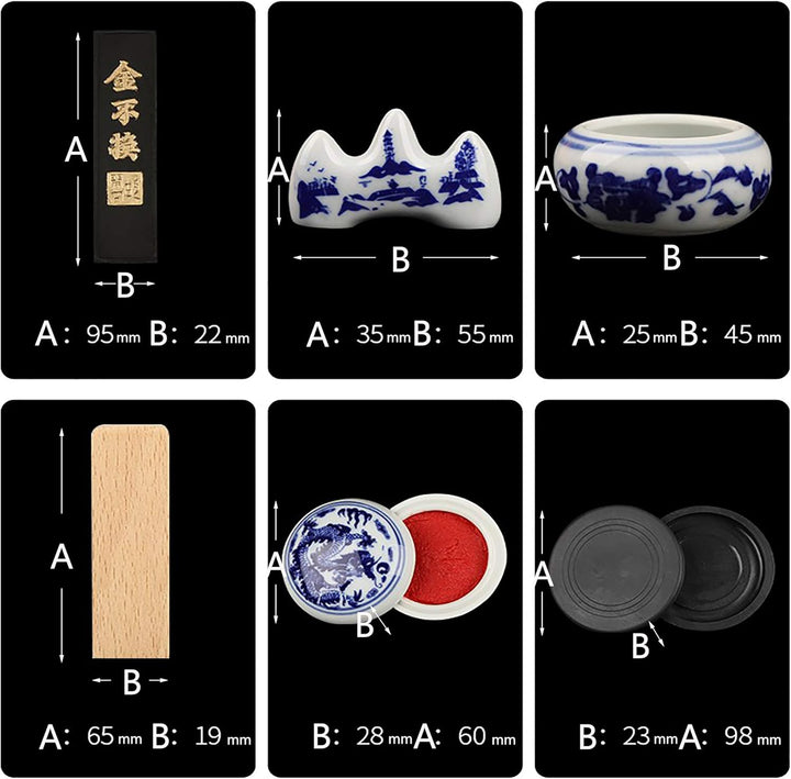 10-teilig Chinesischer Kalligraphie Pinsel Set, Chinesisch, Künstlerbedarf, Malerei Inkstone mit Chi