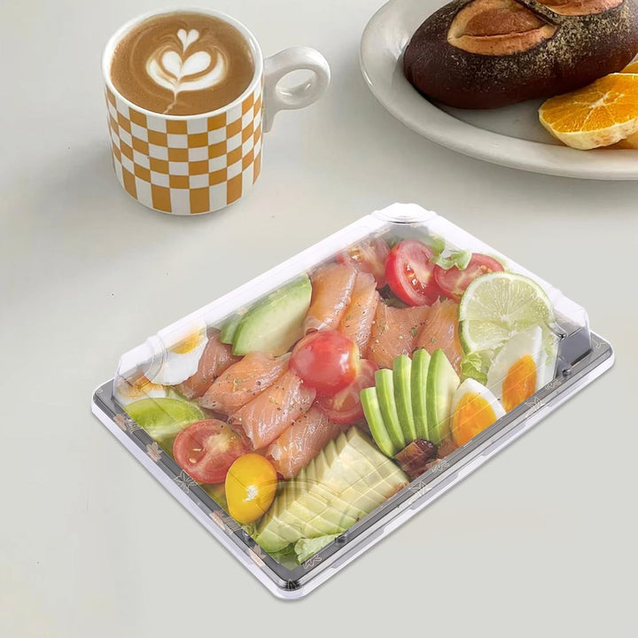 25 Stück Mehrweg Servierplatte mit Deckel Meal Prep Boxen Kunststoff Meal Prep Essensbox Schwarz San
