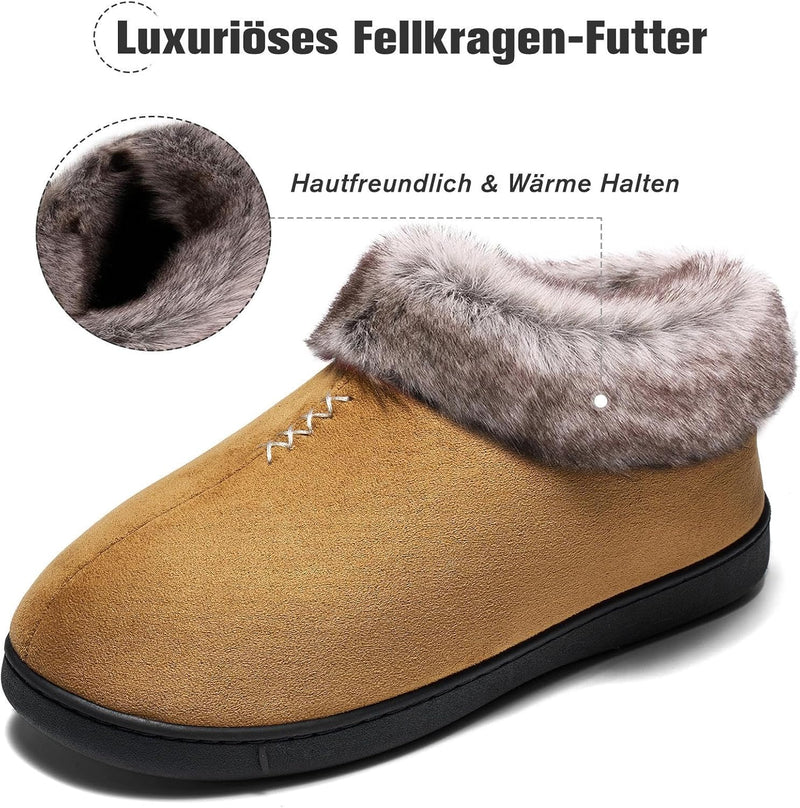 Mishansha Damen Winter Rutschfest Warme Hausschuhe Memory Foam Plüsch Pantoffeln, Gr.36-43 36 EU Cam