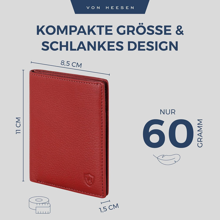 VON HEESEN® Leder Geldbörse Herren & RFID Schutz I Echtleder Geldbeutel für Männer & Damen I Portemo
