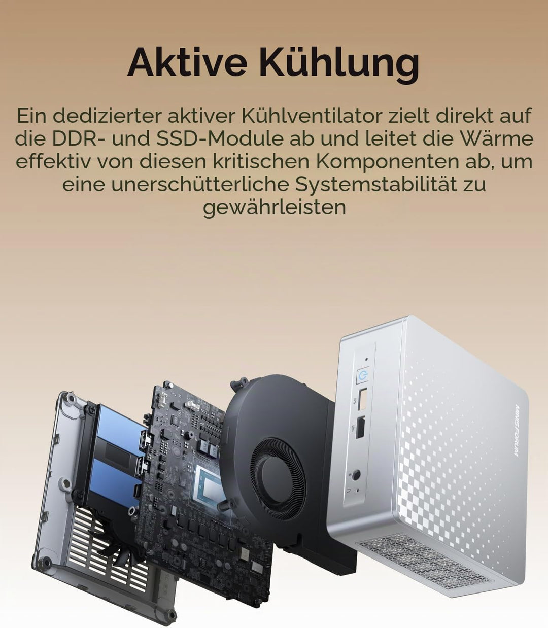 MINIS FORUM M1 Plus Mini-PC, Intel Core i5-12600H (12C/16T, 4,5 GHz), 16 GB DDR5-RAM, 512 GB SSD, Tr