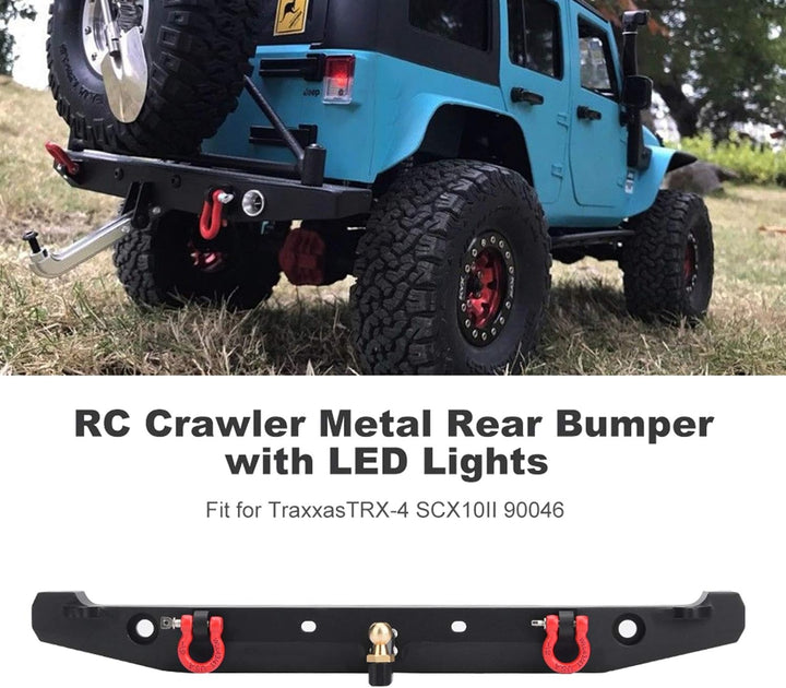 RC Crawler Heckstossstange, RC Auto Heckstossstange mit LED Leuchte Trailer Buckle, Crawler Heckstos