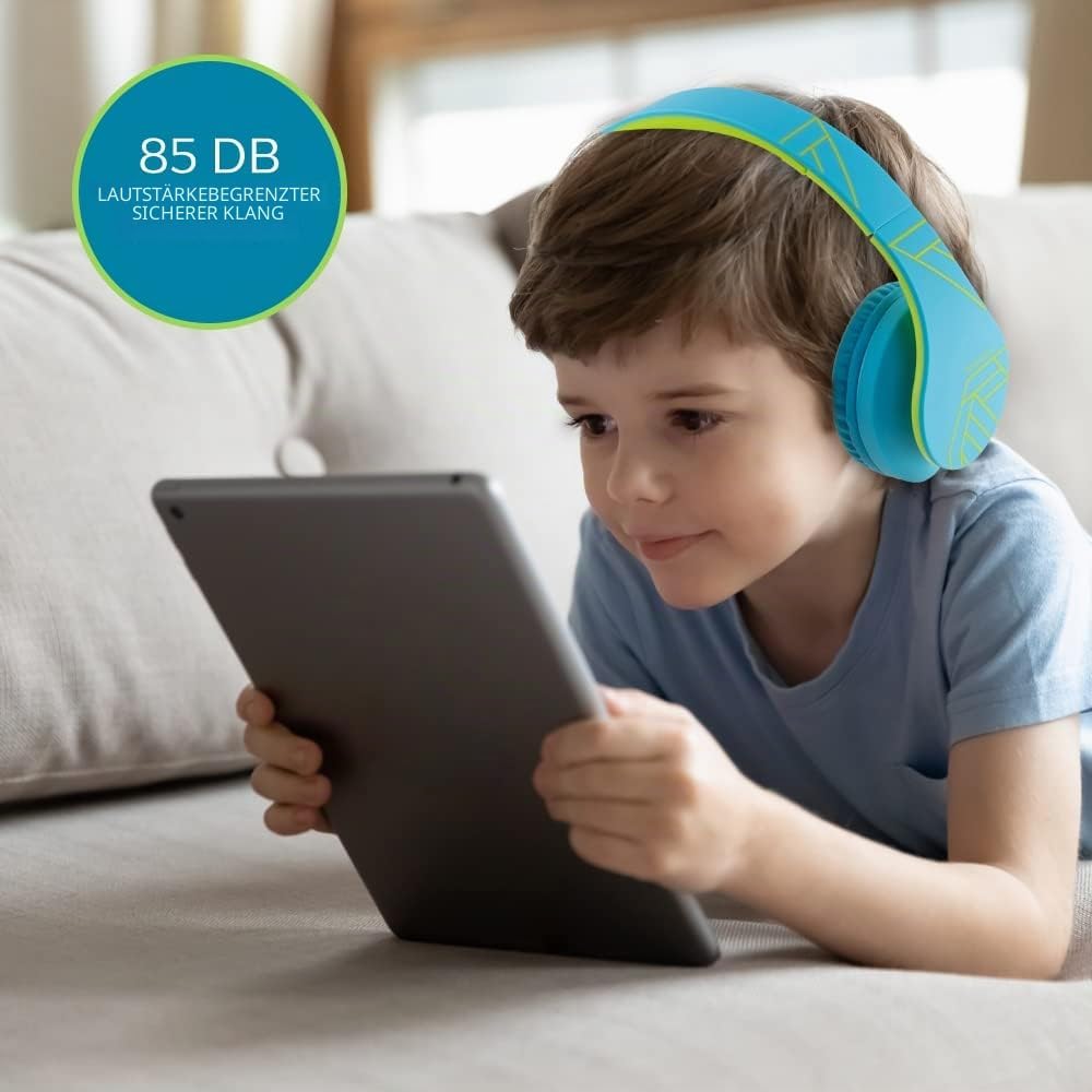 Kinder Kopfhörer, PowerLocus KinderKopfhörer Bluetooth mit 85dB Lautstärkebegrenzung, Faltbar mit Tr