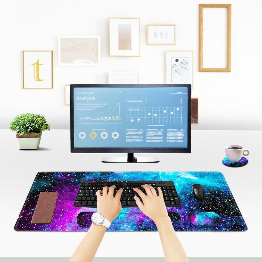ToLuLu Erweitertes Gaming-Mauspad, Memory-Schaum, ergonomische Tastatur-Maus-Handgelenkauflage-Stütz