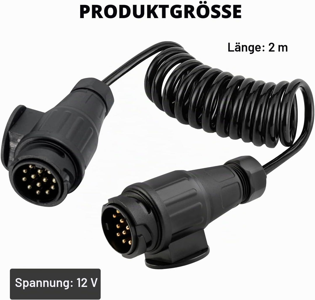 Anhänger Verlängerungskabel 13 Polig 2 M, Spiralkabel Anhängerkabel 12V, Anhängerkabel 13 Polig Mit