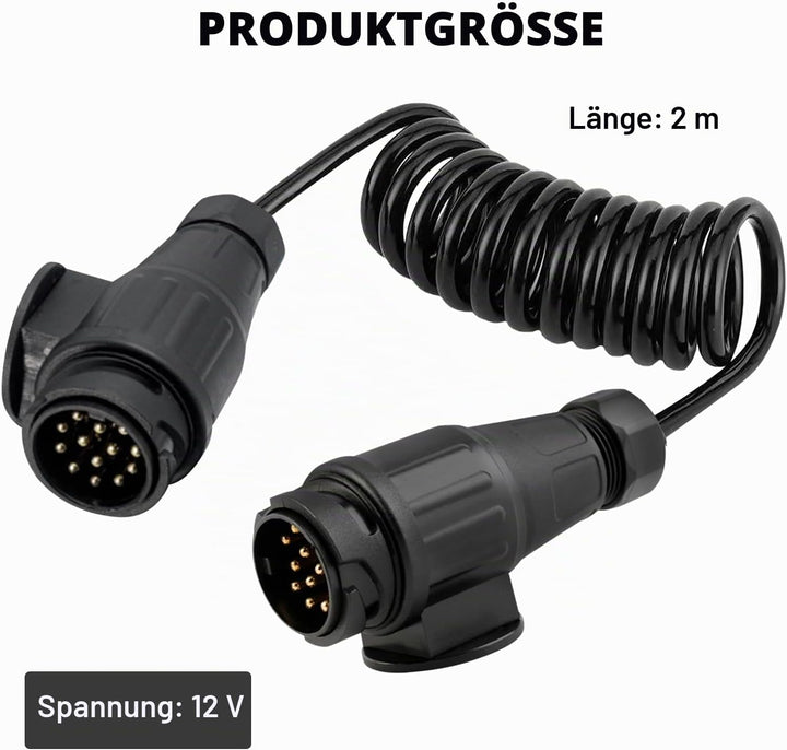 Anhänger Verlängerungskabel 13 Polig 2 M, Spiralkabel Anhängerkabel 12V, Anhängerkabel 13 Polig Mit