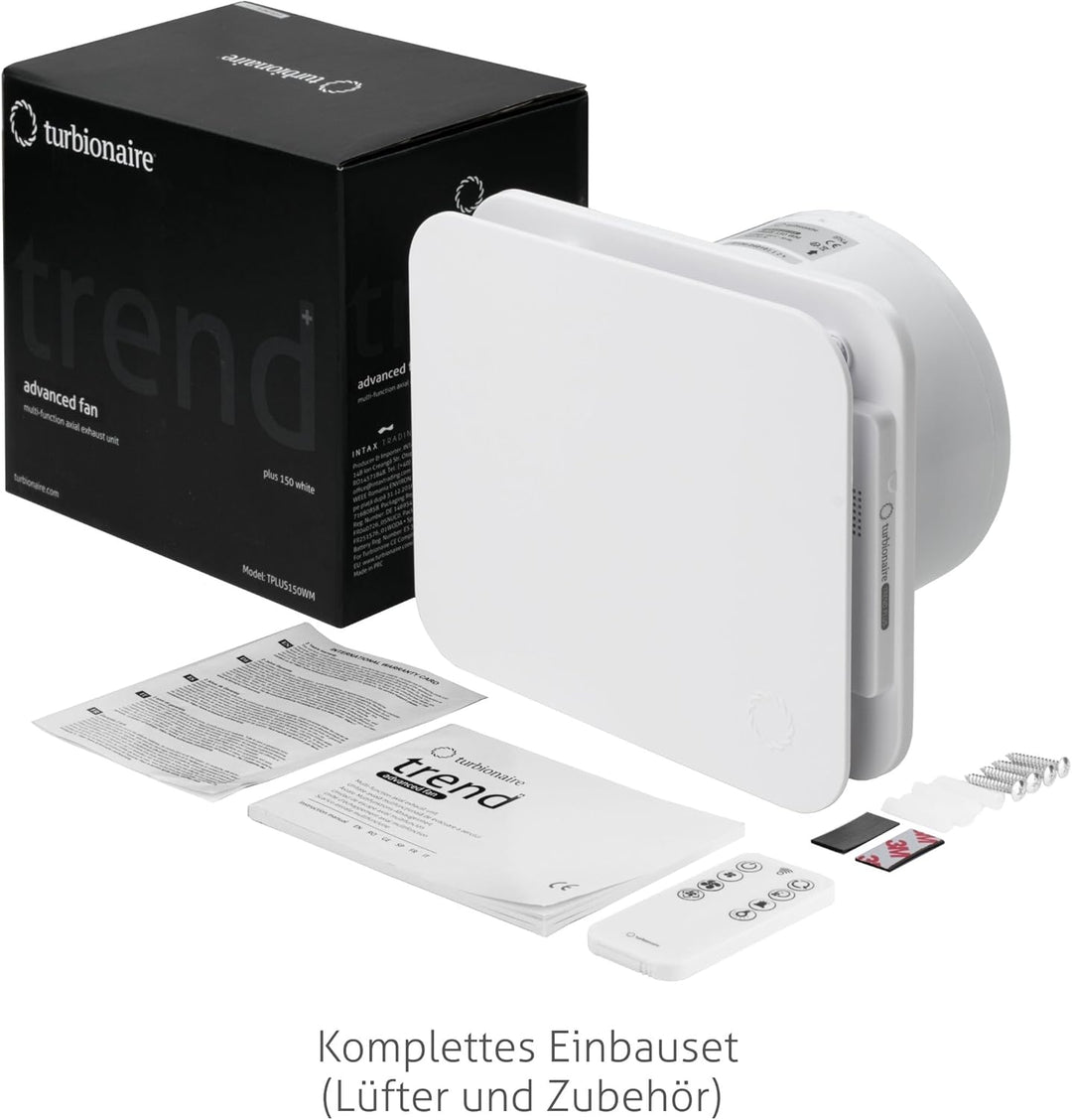 Turbionaire Trend Plus 150 WM Badlüfter 150 mm, Mit Fernbedienung – 7 Geschwindigkeiten + Boost, 30