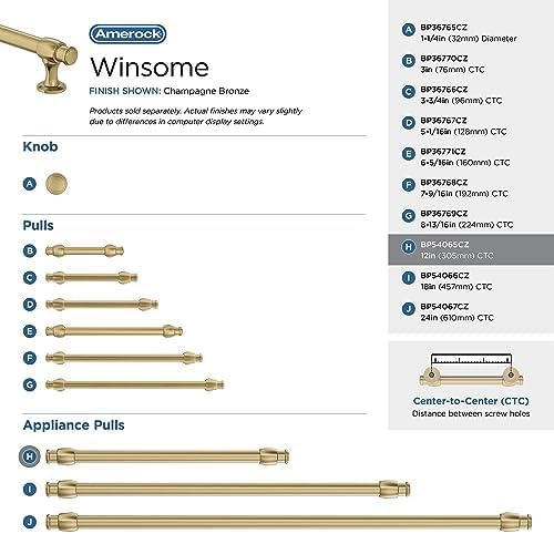 Amerock BP54065CZ | Champagner Bronze Gerätegriff | 305 mm Mitte zu Mitte Schrankgriff | Winsome | M