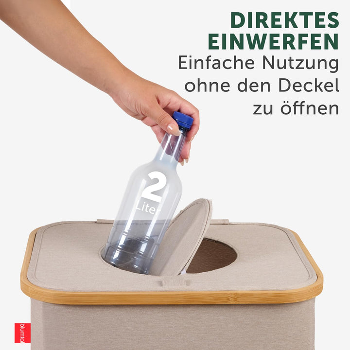Blumtal Pflandflaschen Sammelbehälter 100L - Bambus Pfandflaschen Organizer mit Pfandflaschen Tasche
