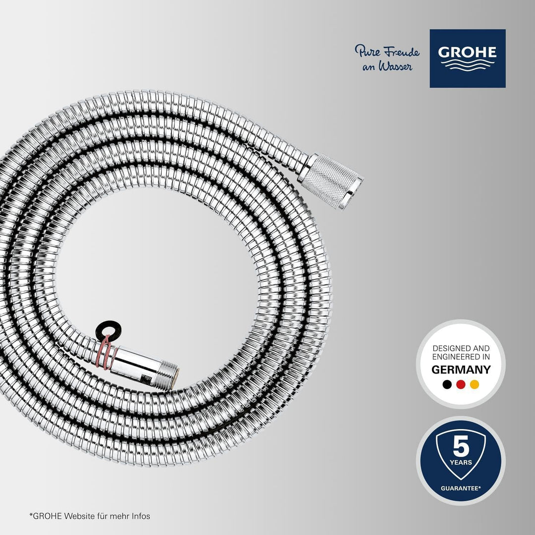 GROHE Vitalioflex - Metallbrauseschlauch (2000 mm, verstärkte Ausführung, knickfest, hitzebeständig)