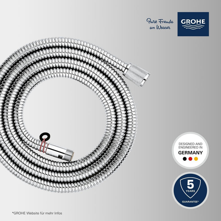 GROHE Vitalioflex - Metallbrauseschlauch (2000 mm, verstärkte Ausführung, knickfest, hitzebeständig)