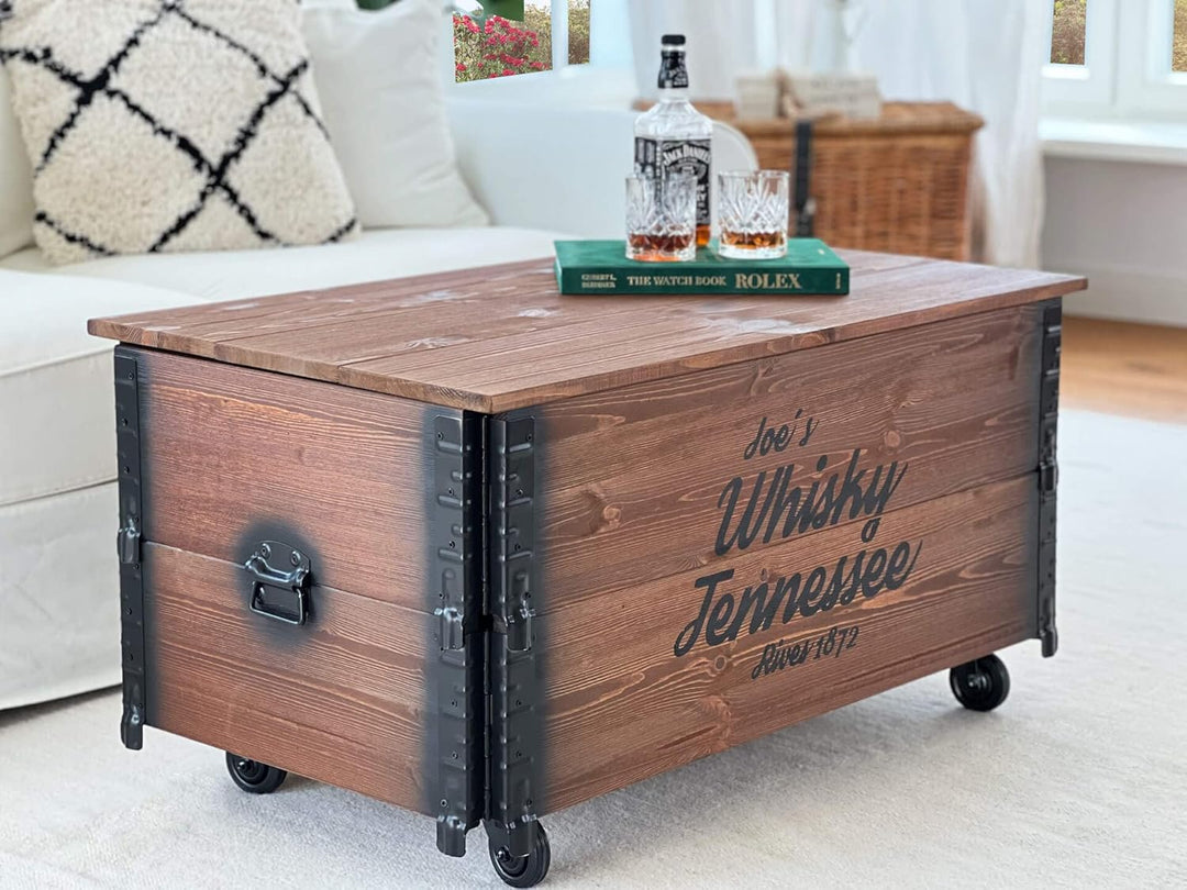 Uncle Joe´s Couchtisch XL Whisky Truhentisch Truhe im Vintage Shabby chic Style aus Massiv-Holz in b
