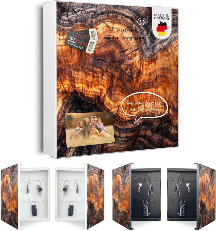 banjado Grosser Schlüsselkasten Glas - Schlüsselbox 30x30cm mit 50 Haken - Schlüsselkasten modern fü