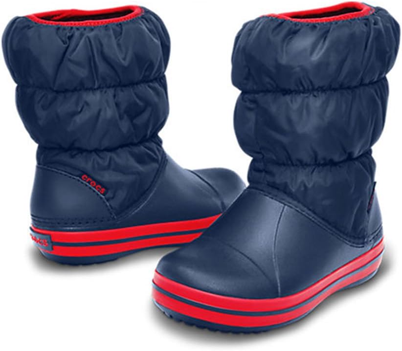 Crocs Unisex Kinder Winter Puff Boot Kids Schneestiefel 24/25 EU Blau Navy Red 485, 24/25 EU Blau Na