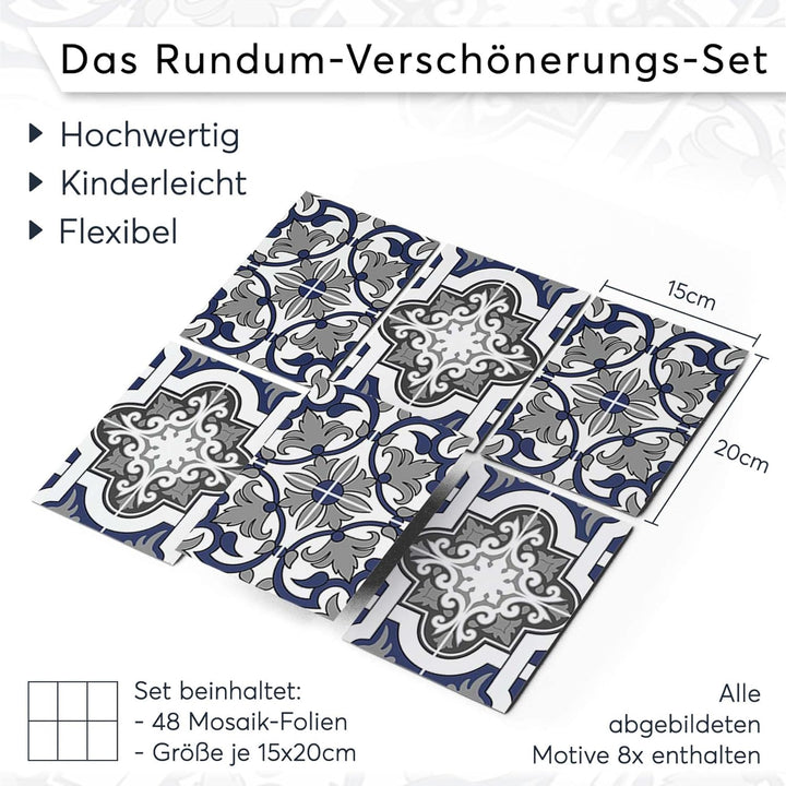 CREATISTO Mosaik-Fliesen Fliesensticker Fliesenfolie - Aufkleber Folie für Fliesen I Klebefliesen De