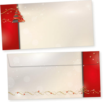 Avantgarde 25 Sets Weihnachtsbriefpapier mit Umschlag ohne Fenster Weihnachtspapier A4 Briefpapier W