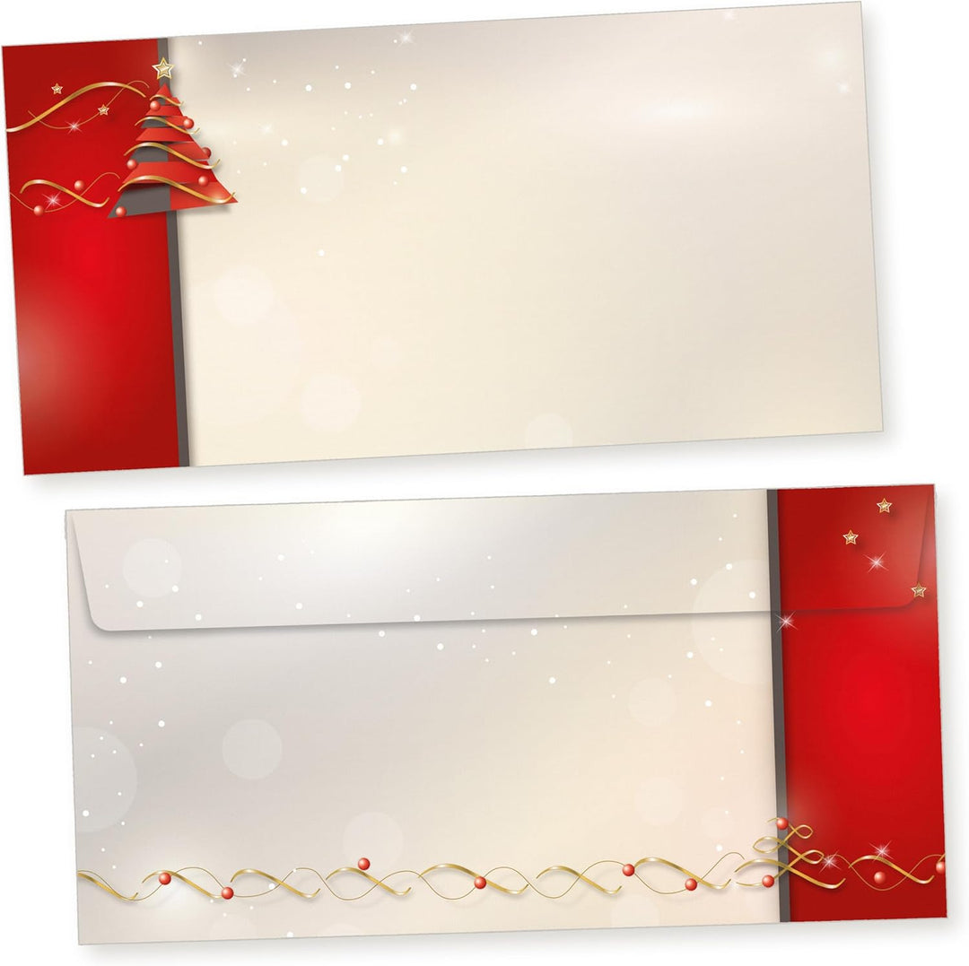 Avantgarde 100 Sets Weihnachtsbriefpapier mit Umschlag ohne Fenster Weihnachtspapier A4 Briefpapier