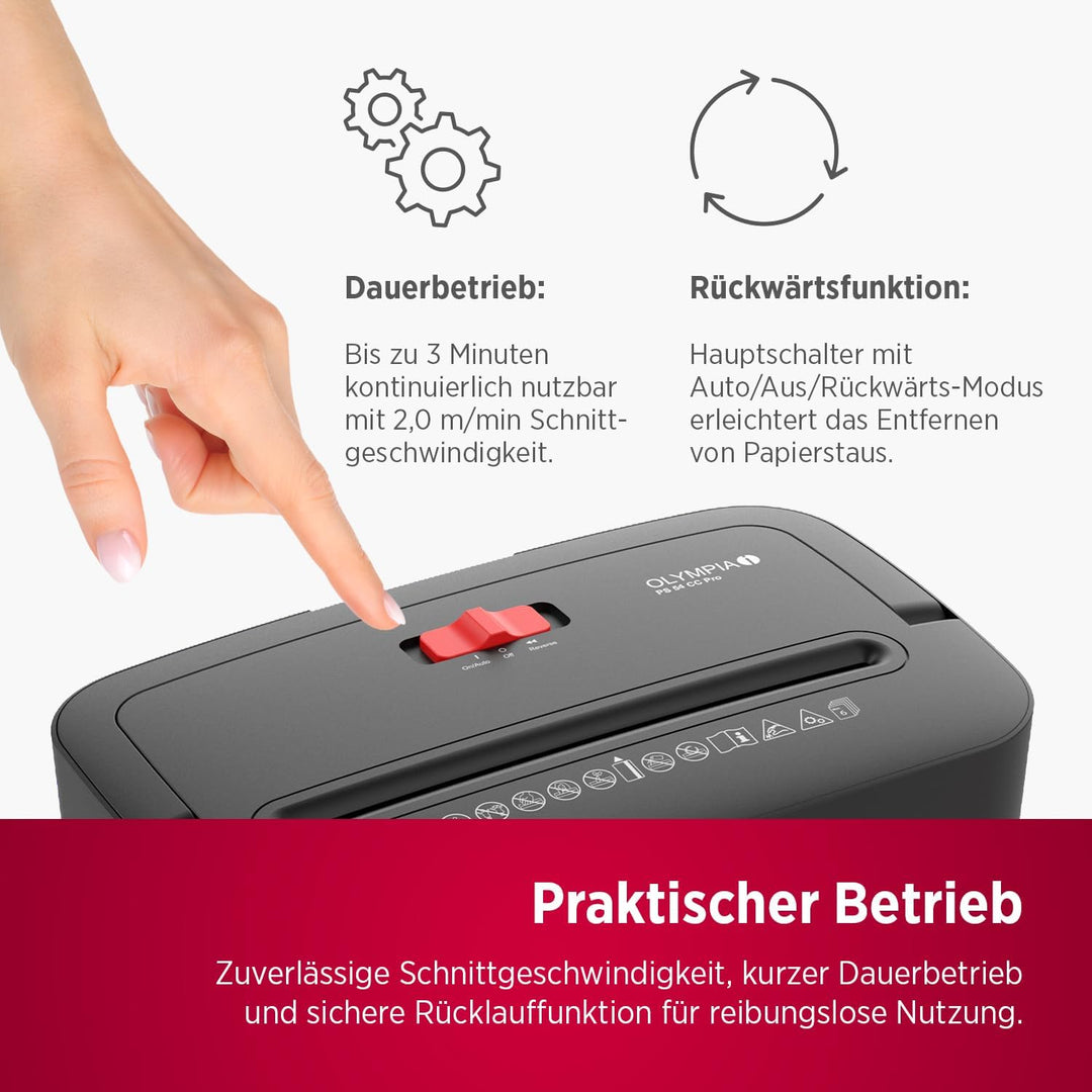 OLYMPIA PS 54 CC Pro Aktenvernichter | Papierschredder mit Partikelschnitt 4×38 mm | Schredder Akten