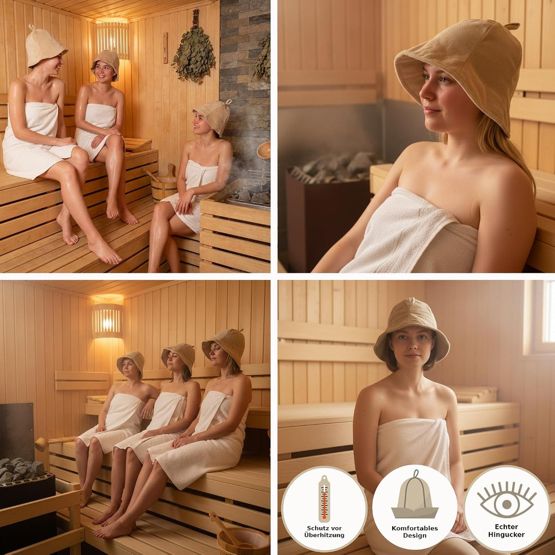 Sauna Hut Damen Perfekte Saunamütze aus Weicher Frottee Damen - ideale Sauna Kopfbedeckung Saunahut