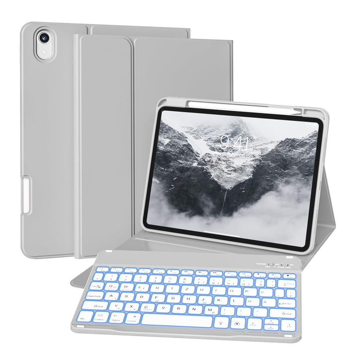Hülle mit Tastatur für iPad 11 Generation A16/10 Generation (11/10.9 Zoll, 2025/2022), 7-farbige Bel