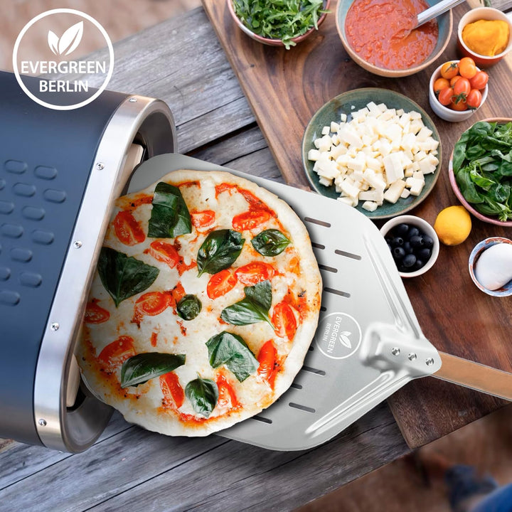 EVERGREEN BERLIN | DAS ORIGINAL - Pizzaschieber Perforiert - Pizzaschaufel gelocht aus Aluminium und