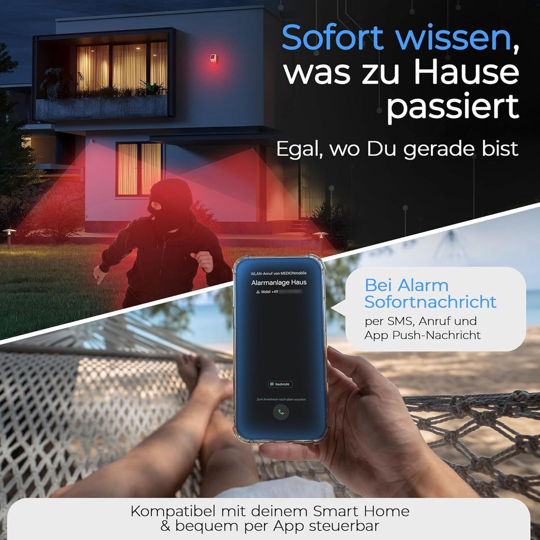 Safe2Home Funk Alarmanlage Komplett Set SP310 Profi - Solar Sirene Rolling Code - wechselnde Frequen
