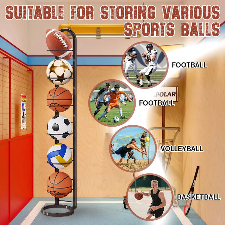 Stufiger Ballständer, Vertical Ballregal Fussball Ständer, Abnehmbares Standing Rack Halter, Ball Au