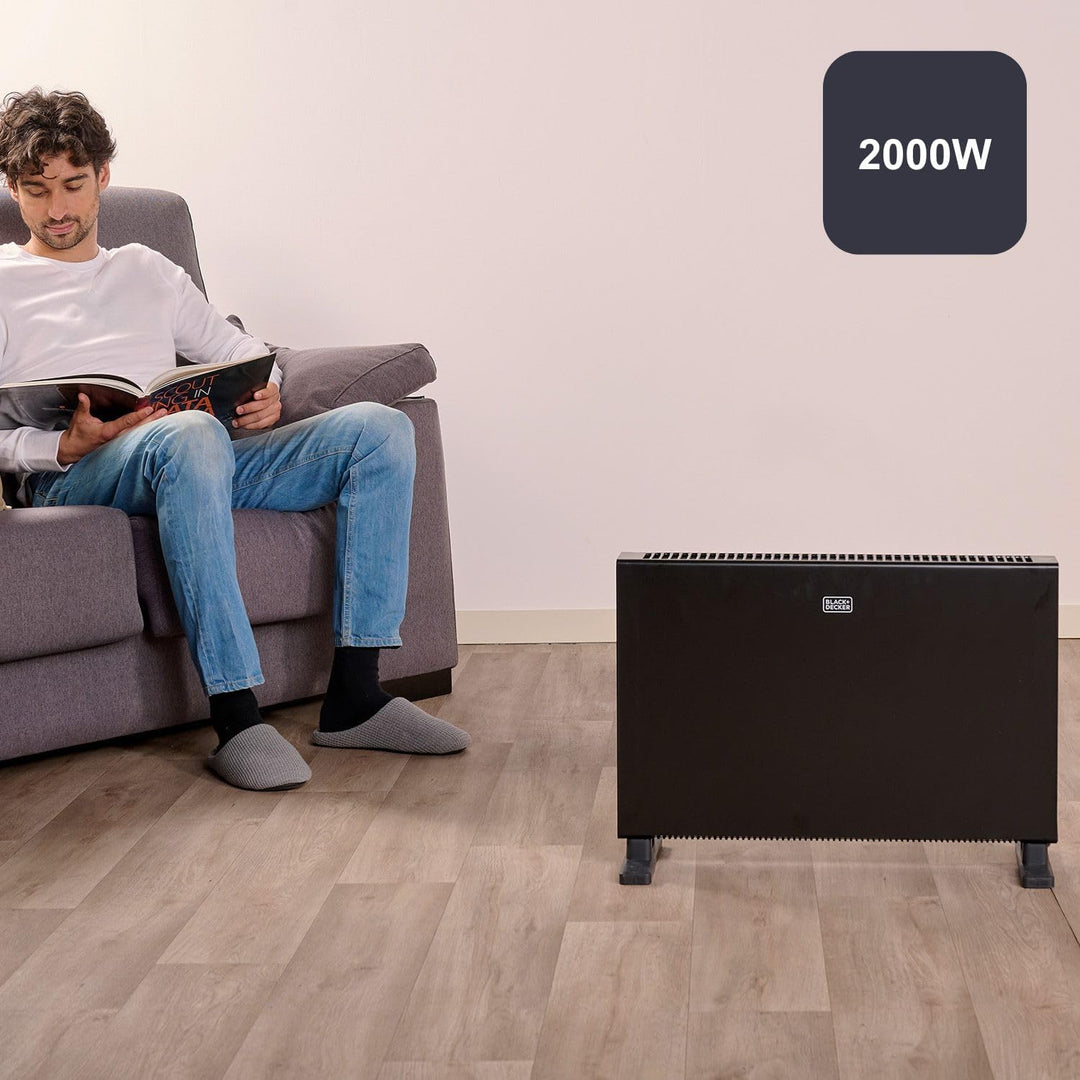 BLACK+DECKER BXCSH2001E - Konvektor, Heizung, Lüftung, 2000W, LED-Anzeige, 2 Leistungsstufen, Timer,