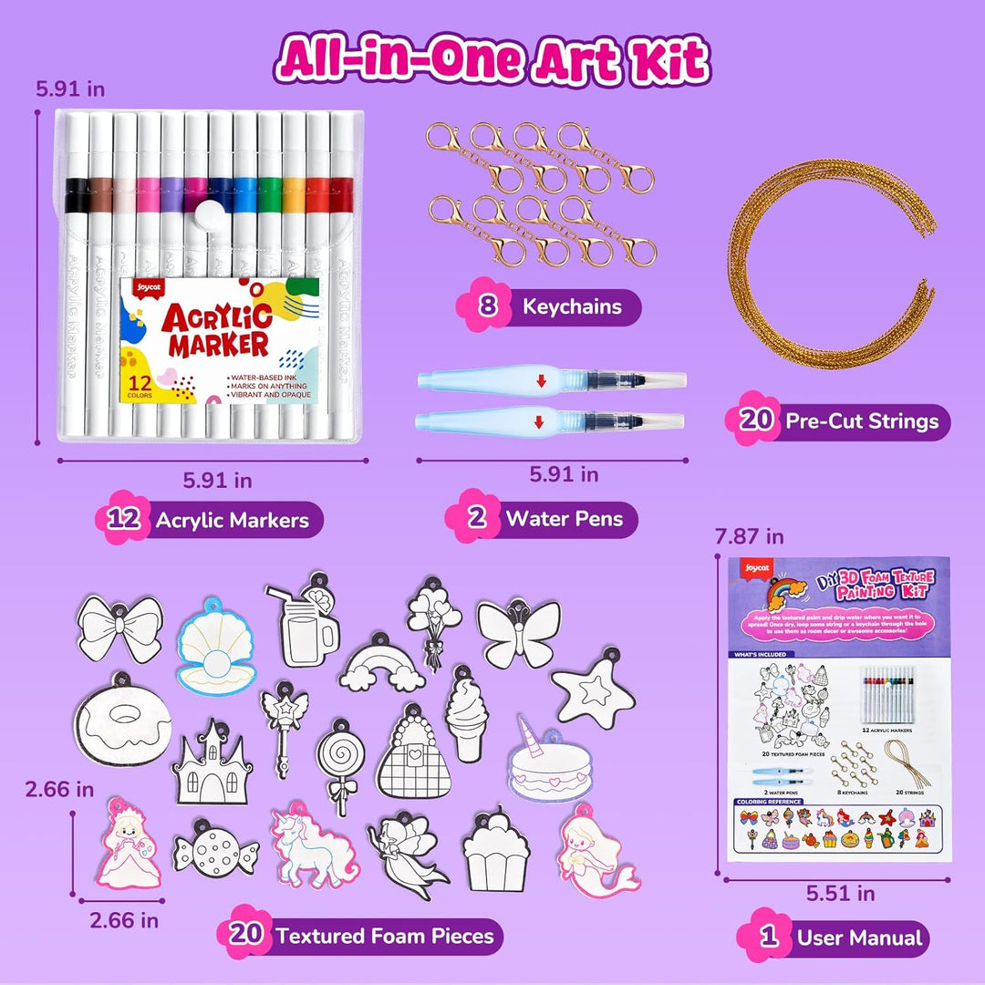 JoyCat 3D Kunst-Set, Prinzessinnen & Einhörner Magic Puffy Paint Kit, Bastelset Kinder 4 5 6 7 8 9 1