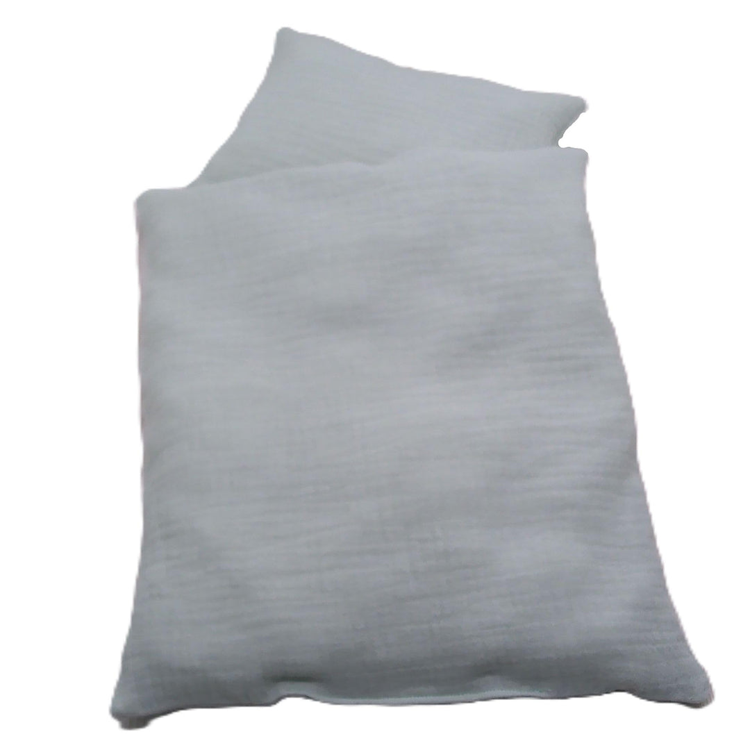 Puppenbettwäsche Farbe Salbei, Decke 40h x 35b, Kissen 16h x 20b., Brombeere Gross