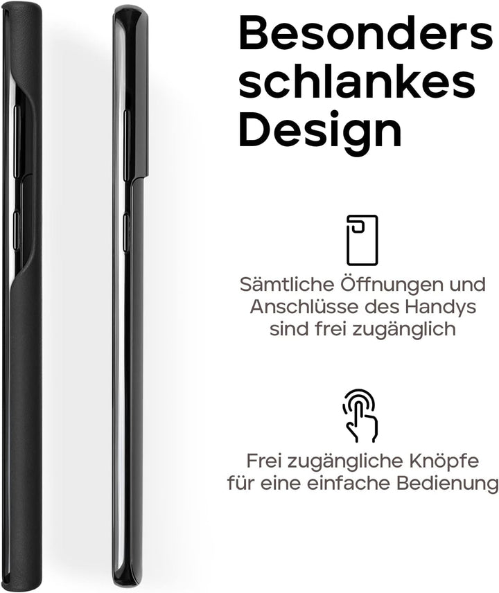 WIIUKA Hülle für Samsung Galaxy S23 Plus, Leder aus Deutschland, Lederhülle extra Dünn, Premium Hand