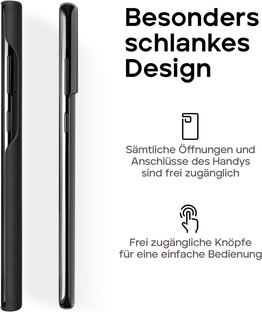 WIIUKA Hülle für Samsung Galaxy S23 Plus, Leder aus Deutschland, Lederhülle extra Dünn, Premium Hand