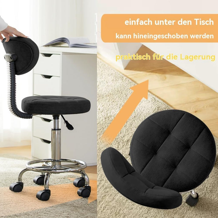 Moderner Bürodrehstuhl - Rollhocker mit Niedriger Rückenlehne und Höhenverstellung - Drehbare Arbeit