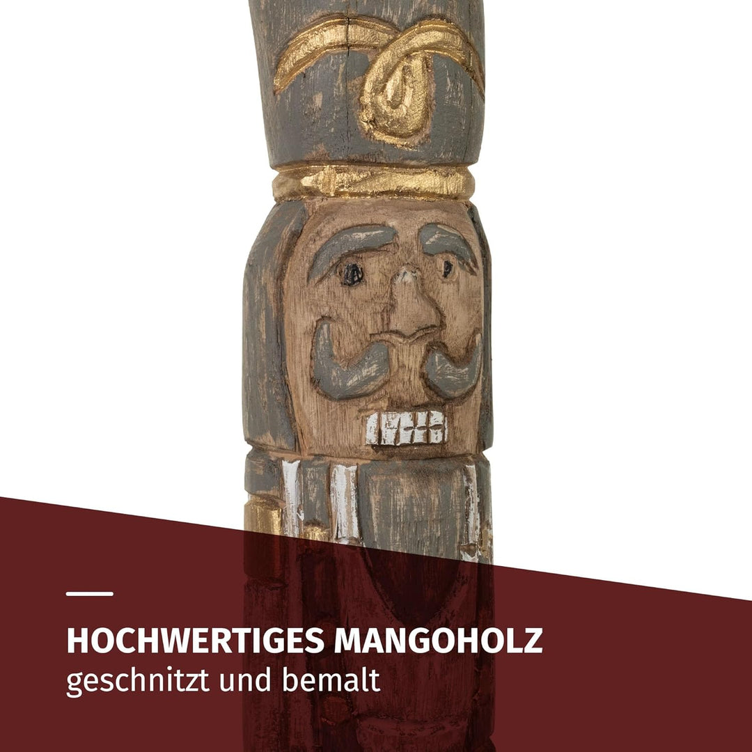 Moritz Nussknacker Holzfigur 43,5 cm handgefertigte Weihnachtsdekoration aus Mangoholz, geschnitzt u