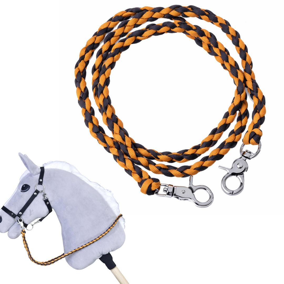 LarDen Hobby Horse Zubehör - Zügel | Pomello (Braun, Orange) | Handgefertigt | für Steckenpferd, Sto
