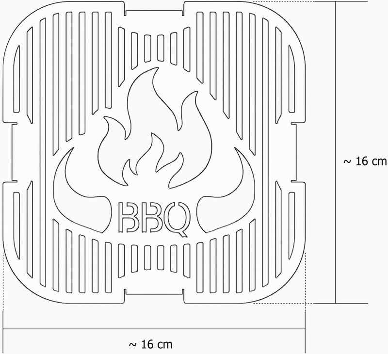 teileplus24 GBQ03 Grilleinsatz Quad-Feuerplatte ø 15cm | für Grillplatte Feuertonne Kugelgrill | Gri