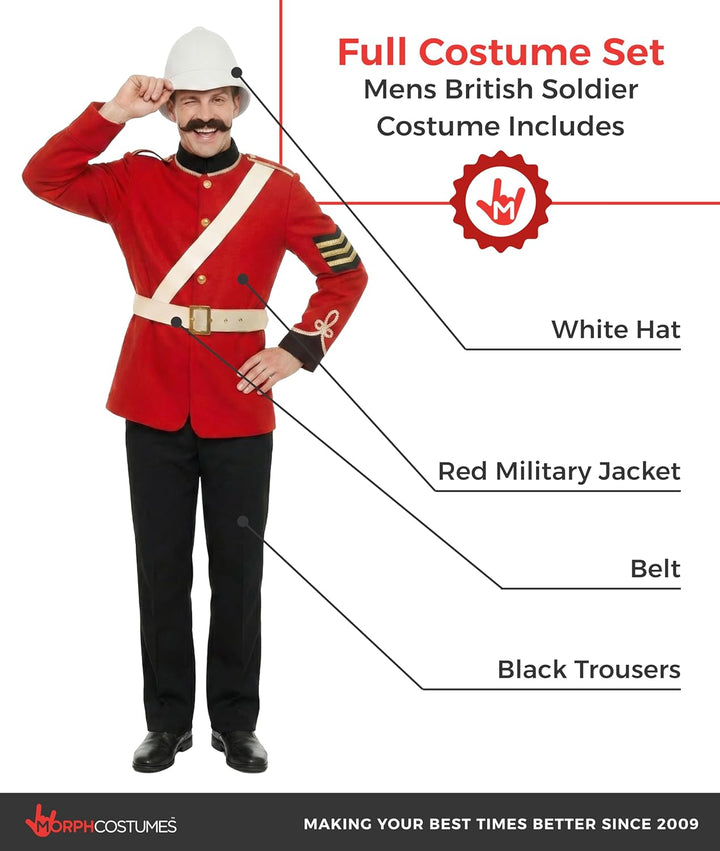 rotes Soldat Kostüm für Herren, Britische Wache, Halloween Karneval, M