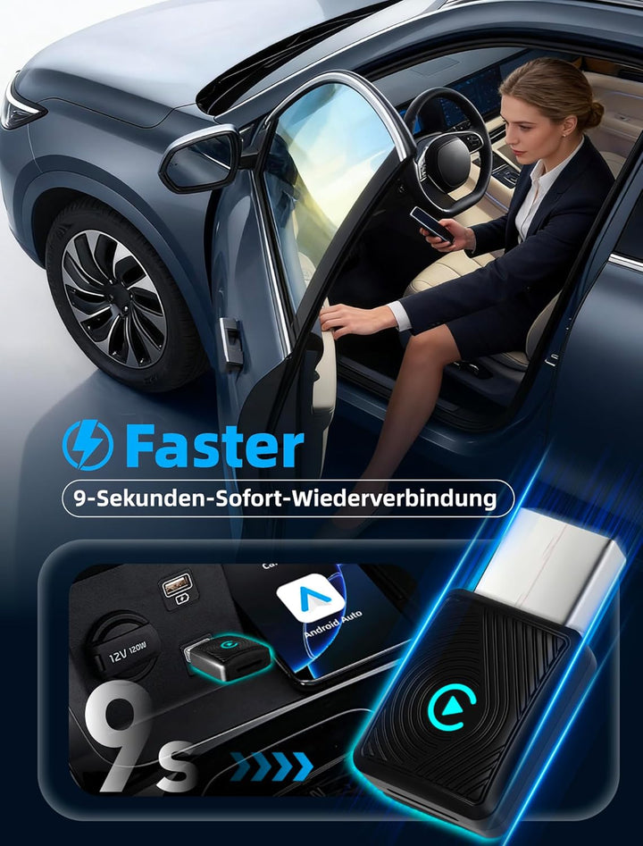 für Apple CarPlay Wireless Adapter, 2 in 1 Wireless CarPlay & Android Auto Adapter, WLAN 6 GHZ, Auto