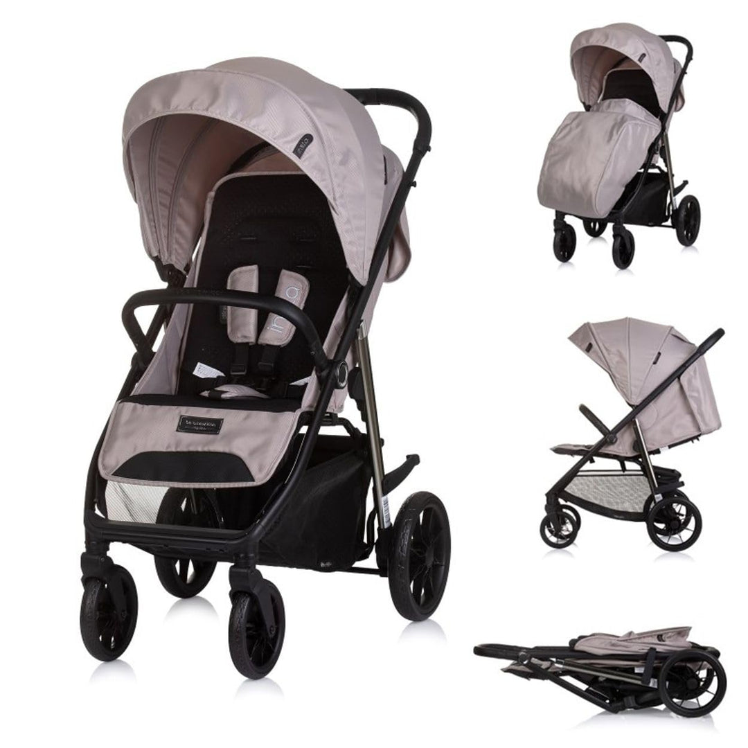 Chipolino Kinderwagen Buggy Insta, Fussabdeckung, Federung, Korb, Gurt, klappbar hellbraun, hellbrau