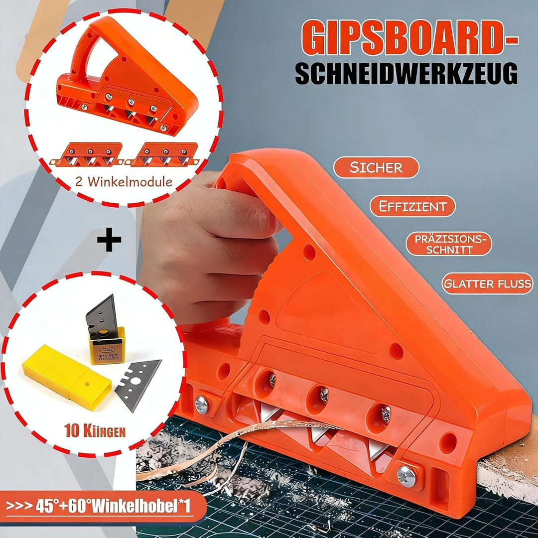 Drywall-Schneidwerkzeug für Gipskarton | Präziser 45°/60°-Kantenschneider mit 10 Ersatzklingen | Han