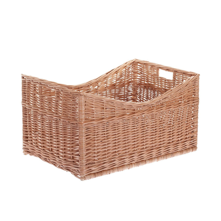 Kaminkorb, Holzkorb, Kaminholzkorb aus Weide, rechteckiger Kaminkorb aus Weide, Weidenkorb auf Kamin