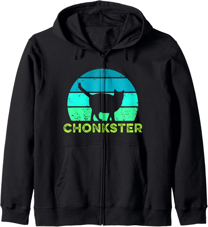 Retro Chonkster Chonk Monster Katze Kätzchen Kätzchen Tierfächer Kapuzenjacke