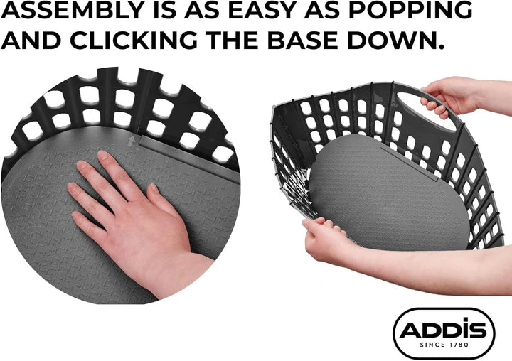 Addis Wäschekorb, faltbar, flach, leicht zu verstauen, Dunkelgrau, 38 L 35 l Dunkelgrau Einzeln, 35