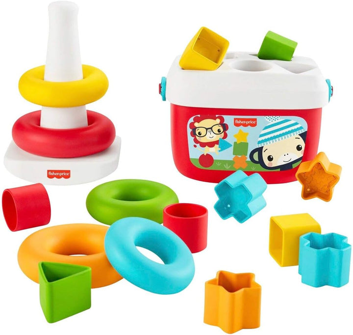 Fisher-Price GRF11 - Stapel &amp; Sortier Spielset, 2 klassische Stapel- und Sortiersets, Babyspielzeug