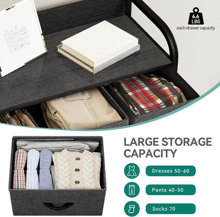YITAHOME Kommode mit Schubladen, Schrank mit 7 Schubladen aus Stoff, Aufbewahrungskommode Industrial