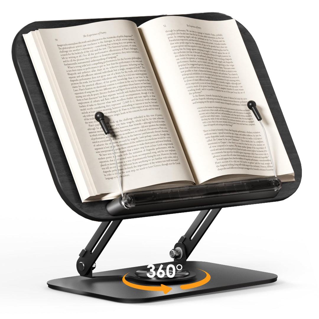 SupeDesk Buchständer zum Lesen,verstellbarer Holz-Buchhalter Leseständer,360° drehbar,faltbar,Kochbu